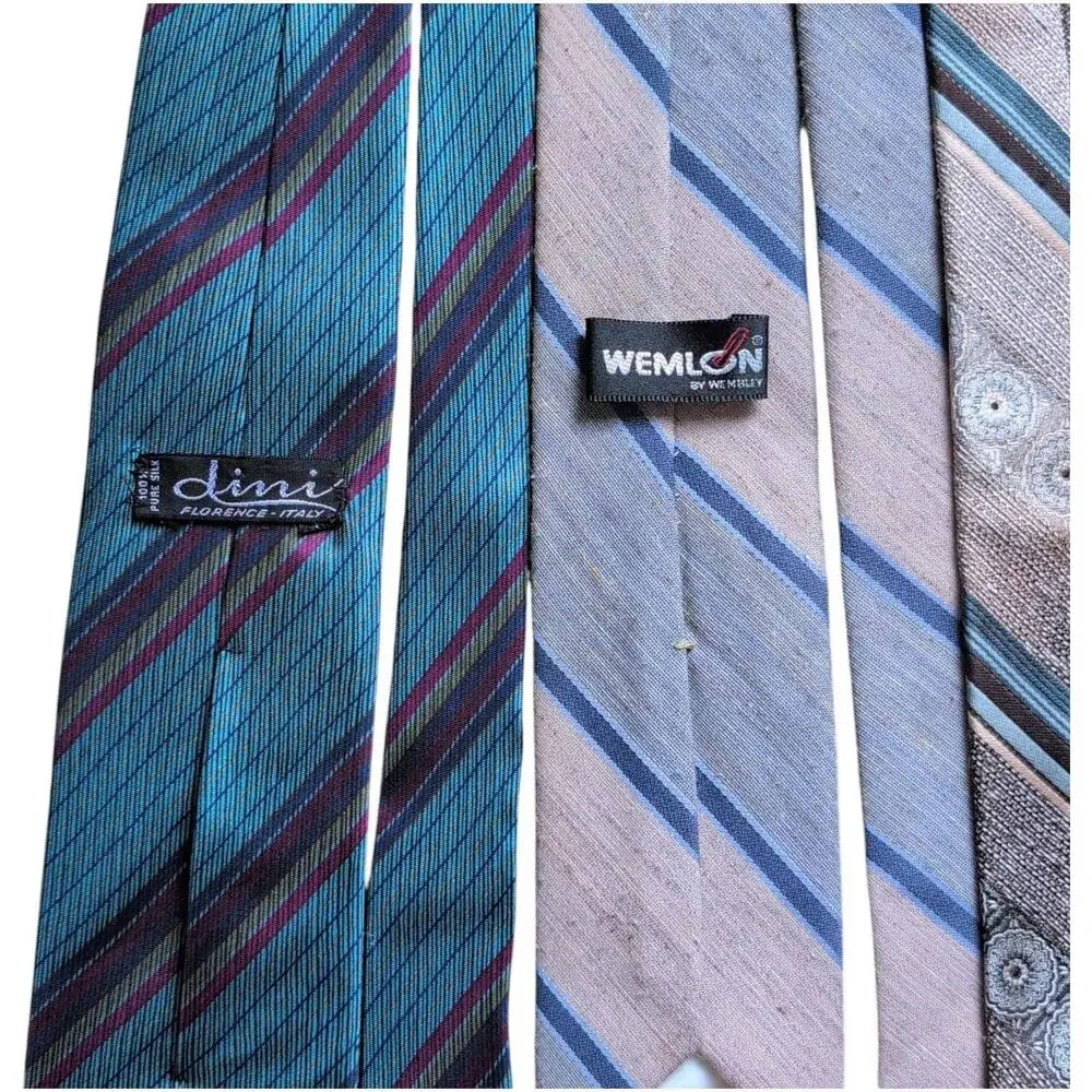 Vintage Ties Lot Striped‎ Dini Wemlon Gerard Philippe Wembley Paisley 80s 90s